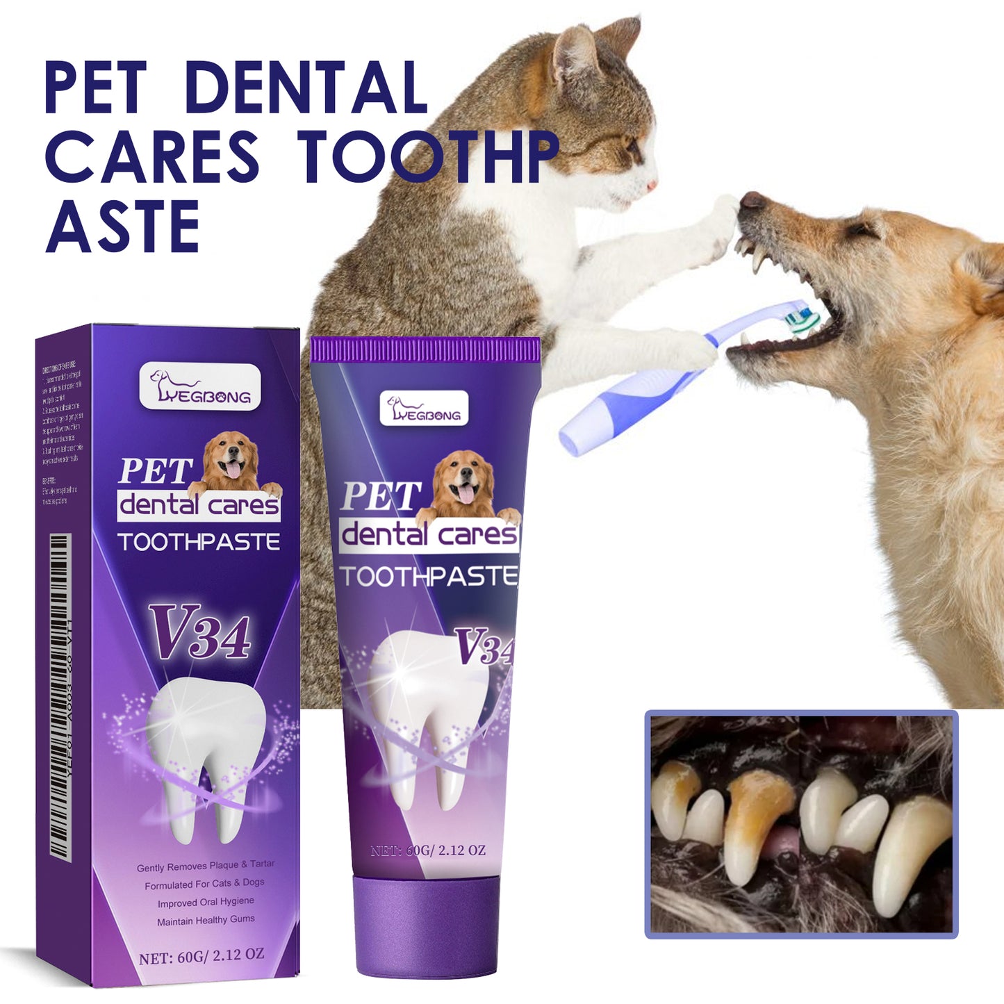 Pet V34 Toothpaste Bad Breath, Tartar & Gum Care for Dogs & Cats