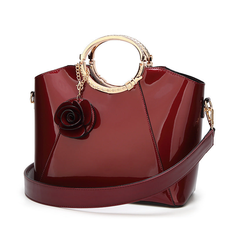 Elegant Korean-Style Bright Leather Handbag Bridal & Party Bag for Women
