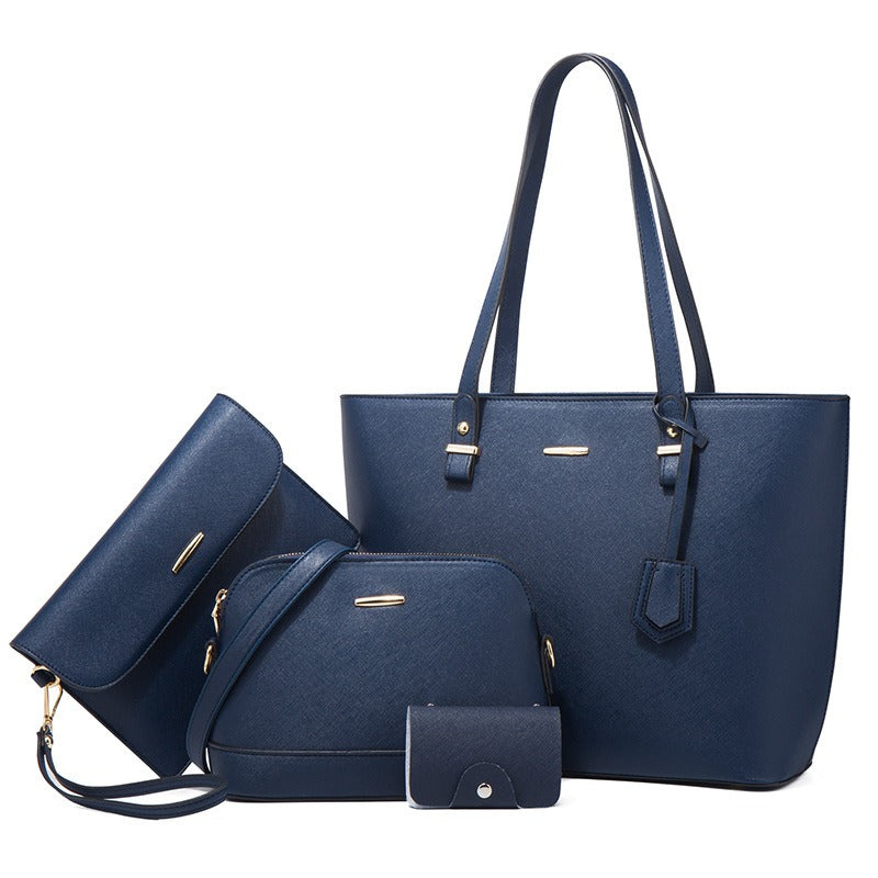 Trendy Women’s Retro Celebrity One-Shoulder Handbag High Capacity Fashion Crossbody Four-Piece Mother Bag Set