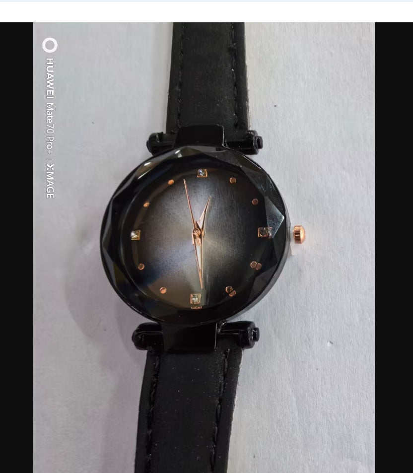 Rose Gold Starry Sky Watch Women’s Waterproof Diamond Magnetic Wristwatch