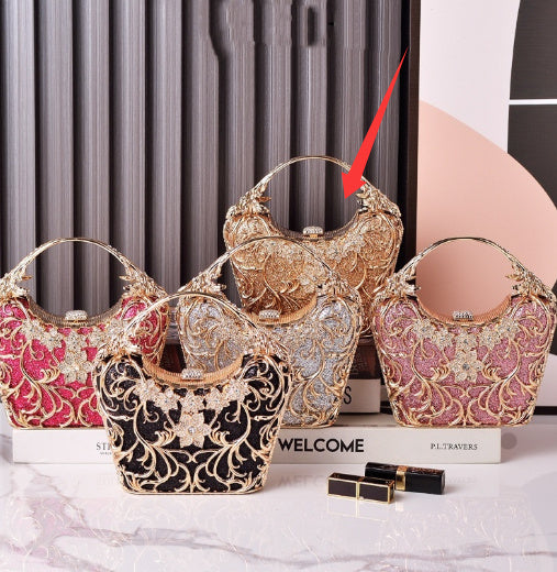 Pochette de soirée élégante pour femme – Design creux, paillettes brillantes