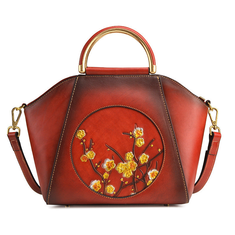 Cowhide Leather Shoulder Bag | Stylish Messenger Handbag for Women