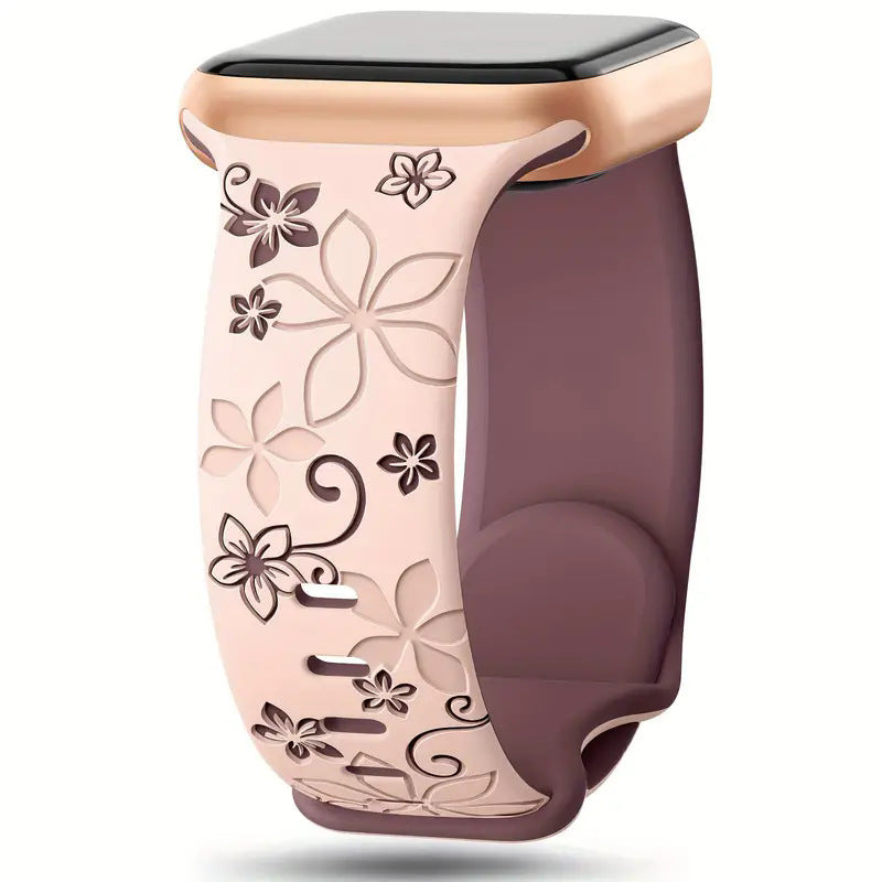 Two-Tone Silicone Watch Band Durable & Comfortable Strap (Bauhinia Design)