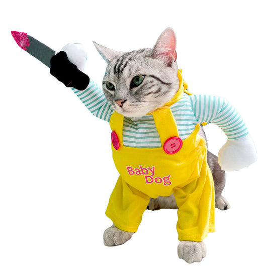 Funny Cat Costume | Pet Assassin Knife Outfit Creative Halloween Cat Clothing