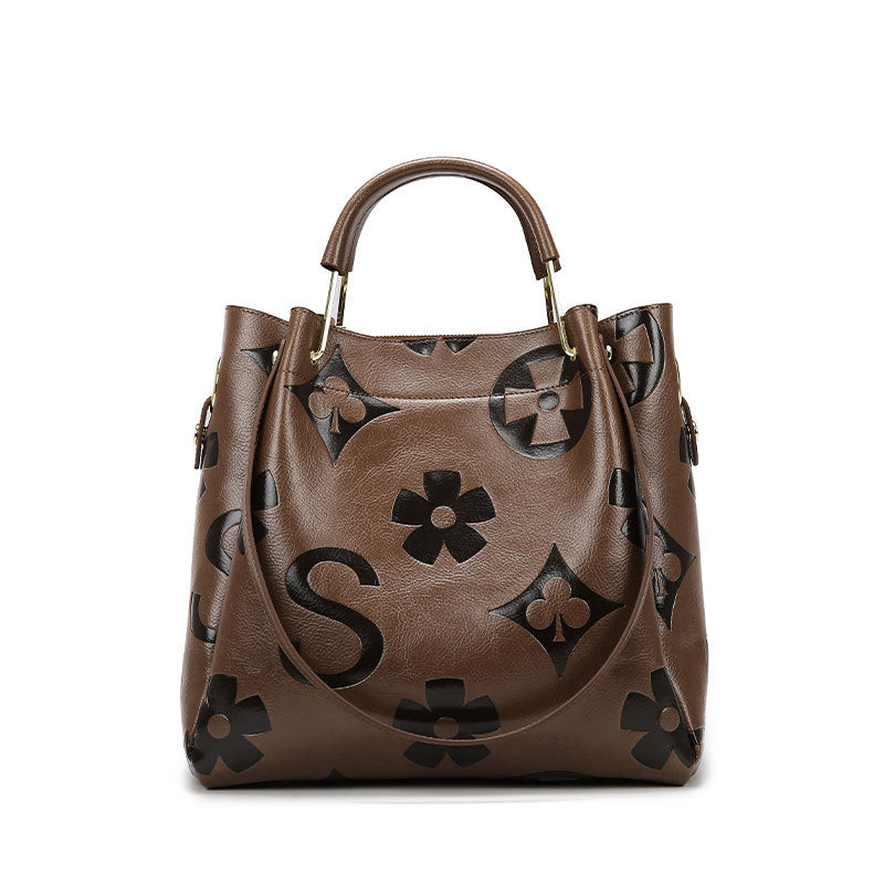 Women's Fashion Embossed Tote Bag Large Capacity Maternity & Bucket Style Handbag