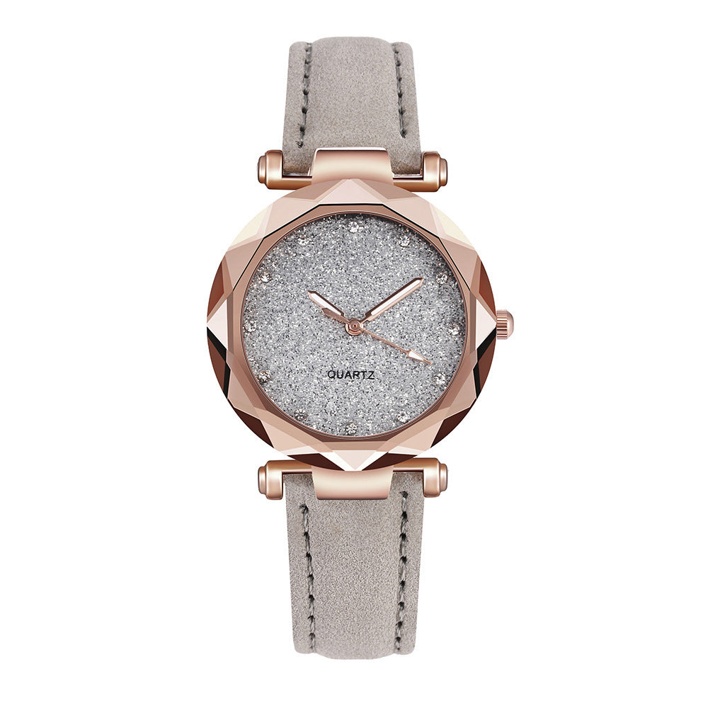 Women’s Starry Sky Leather Watch Casual Rhinestone Designer Clock
