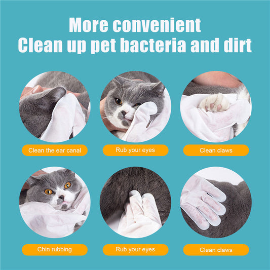 Pet Grooming Gloves No-Bath Cleaning Gloves for Cats & Dogs
