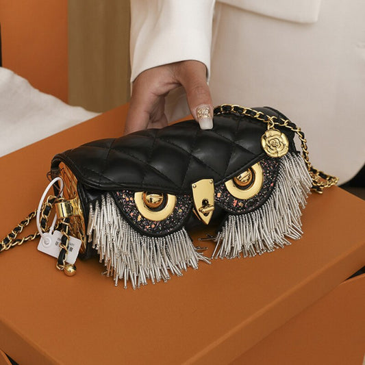 Cute Owl Bags for Women – Luxury Designer Handbag, Fashion Tassel Crossbody, Leather Animal Print Shoulder Bag