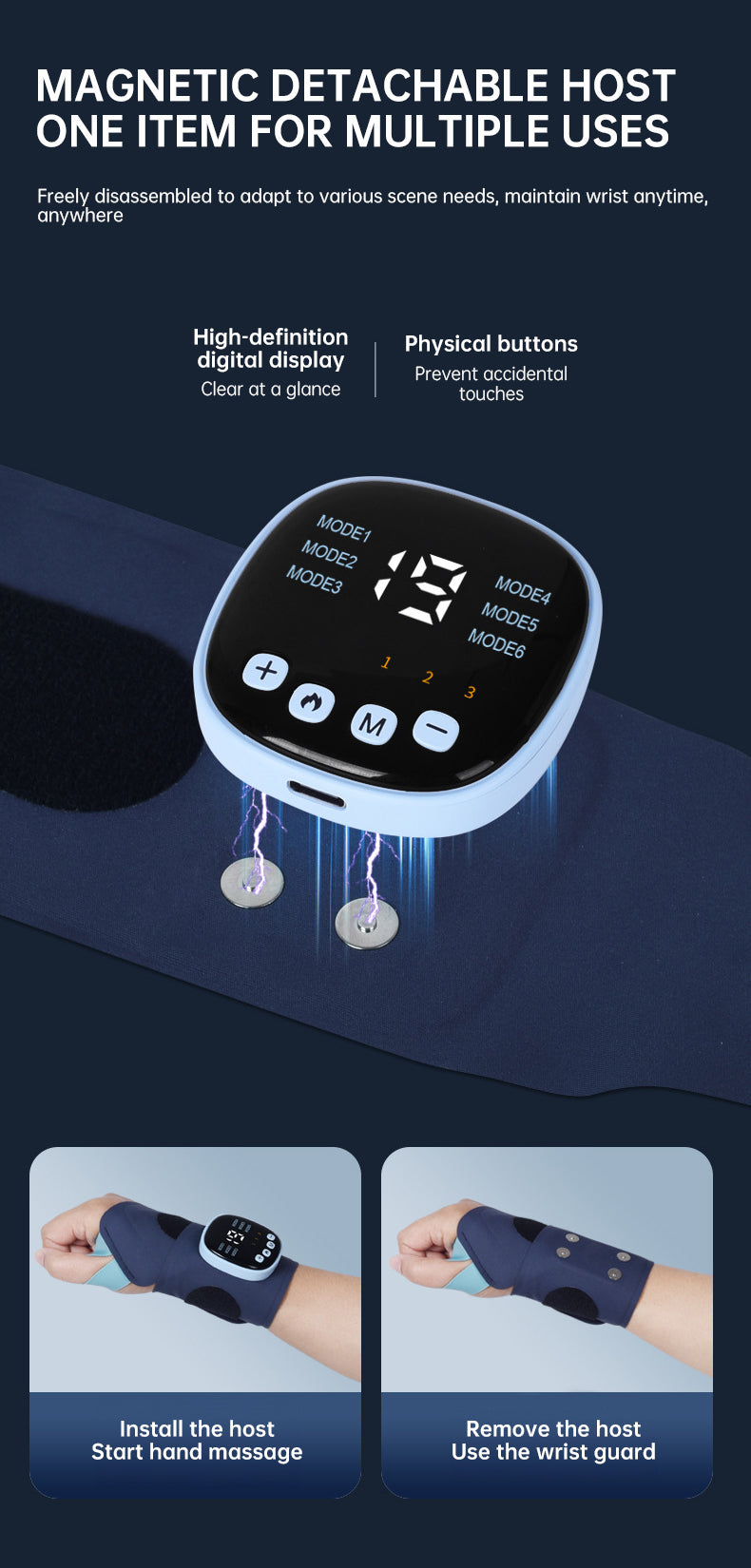 EMS Smart Tendon Sheath Wristband Hand Heating with Hot Compress & Massage Function
