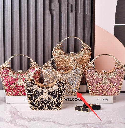 Pochette de soirée élégante pour femme – Design creux, paillettes brillantes