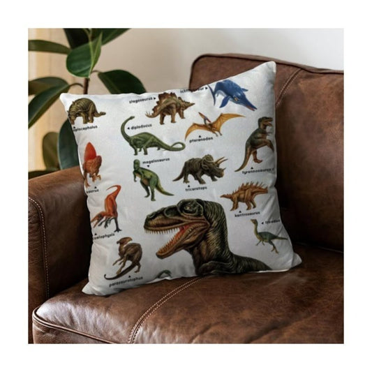 Wild Dinosaur Pillow Cover – 18x18 Decorative Cushion Case with T-Rex & Brachiosaurus Design, Boys’ Room & Home Decoration