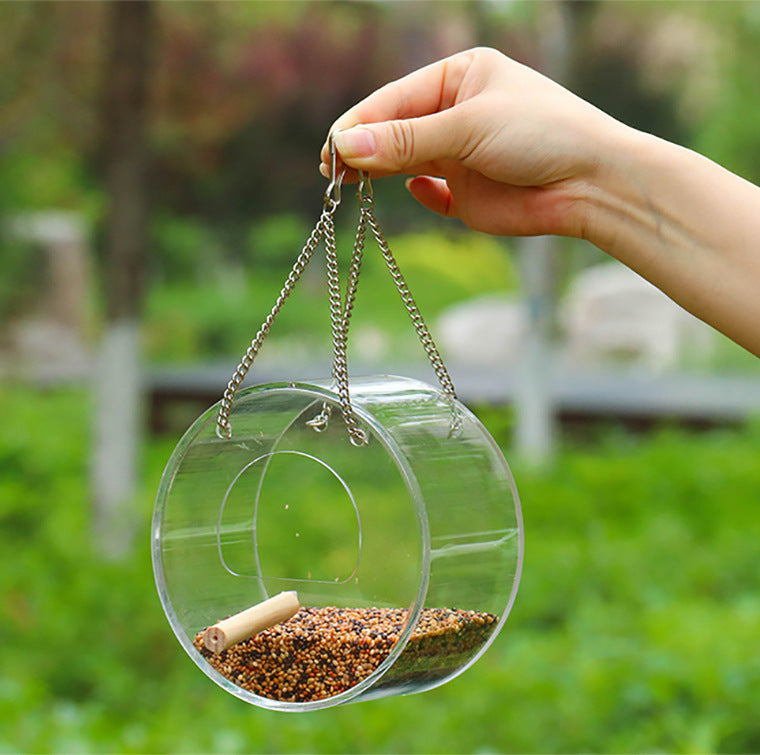 Acrylic Bird Food Box Durable Hanging Feeder for Parrots, Budgies & Small Birds