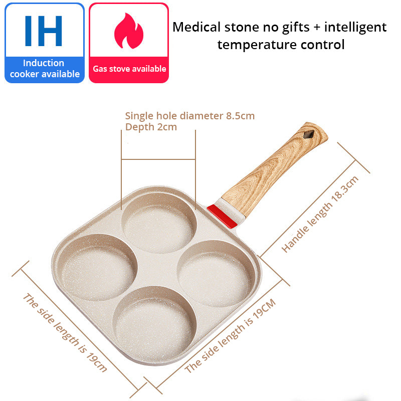Non-Stick 4-Hole Fried Egg & Burger Pan Household Breakfast Pan & Pancake Maker