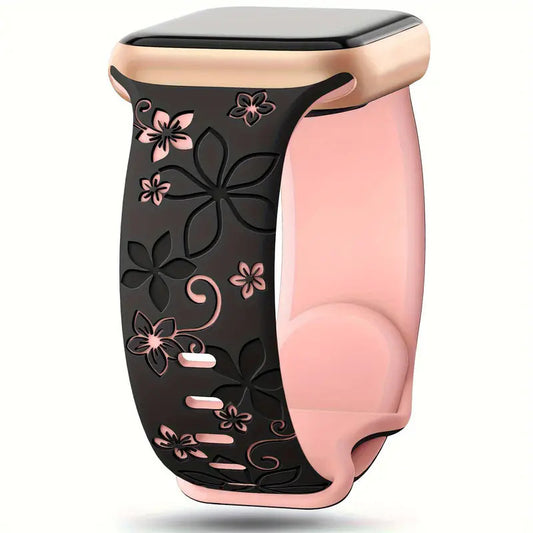 Two-Tone Silicone Watch Band Durable & Comfortable Strap (Bauhinia Design)