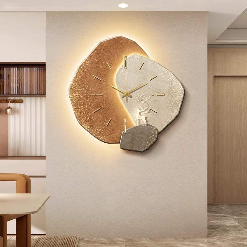 Luxury Lucky Stone Wall Clock, Elegant Living Room & Restaurant Style