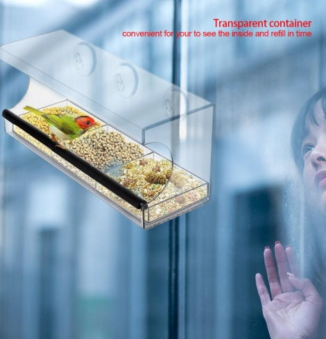 Acrylic Bird Feeder Transparent Hanging Food Box for Parrots, Budgies & Small Birds