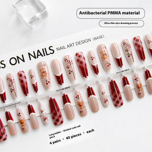 Cute Bear New Year Nail Art, DIY Press-On Nails Kit