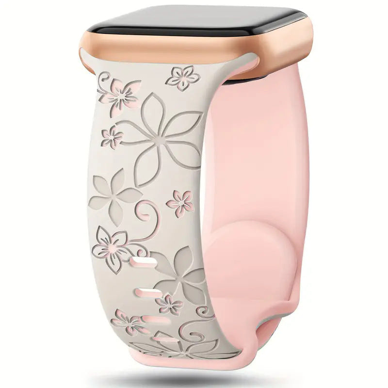 Two-Tone Silicone Watch Band Durable & Comfortable Strap (Bauhinia Design)