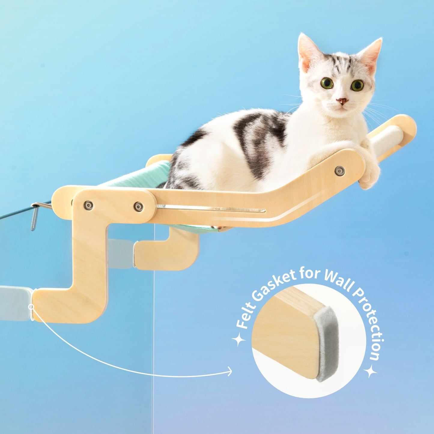 Cat Window Perch Wooden Hanging Bed with Washable Cotton Canvas for Indoor Cats