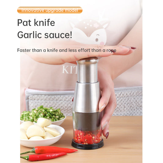 Stainless Steel Manual Garlic Pester & Cutter Multifunctional Kitchen Tool