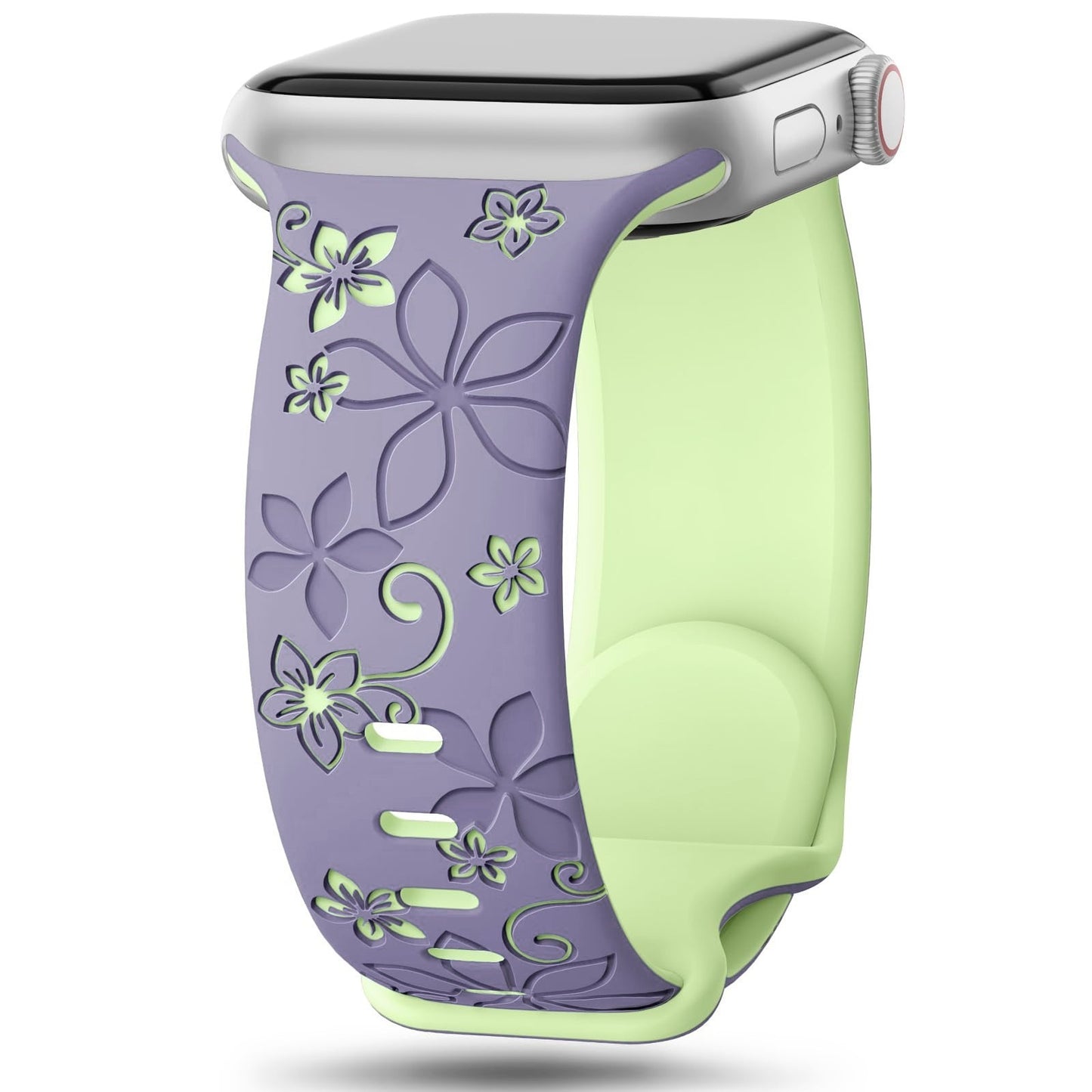 Two-Tone Silicone Watch Band Durable & Comfortable Strap (Bauhinia Design)