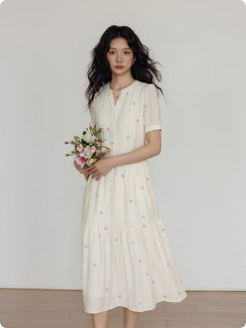 Tencel V-neck Vacation Style Gentle Elegant Wind Dress