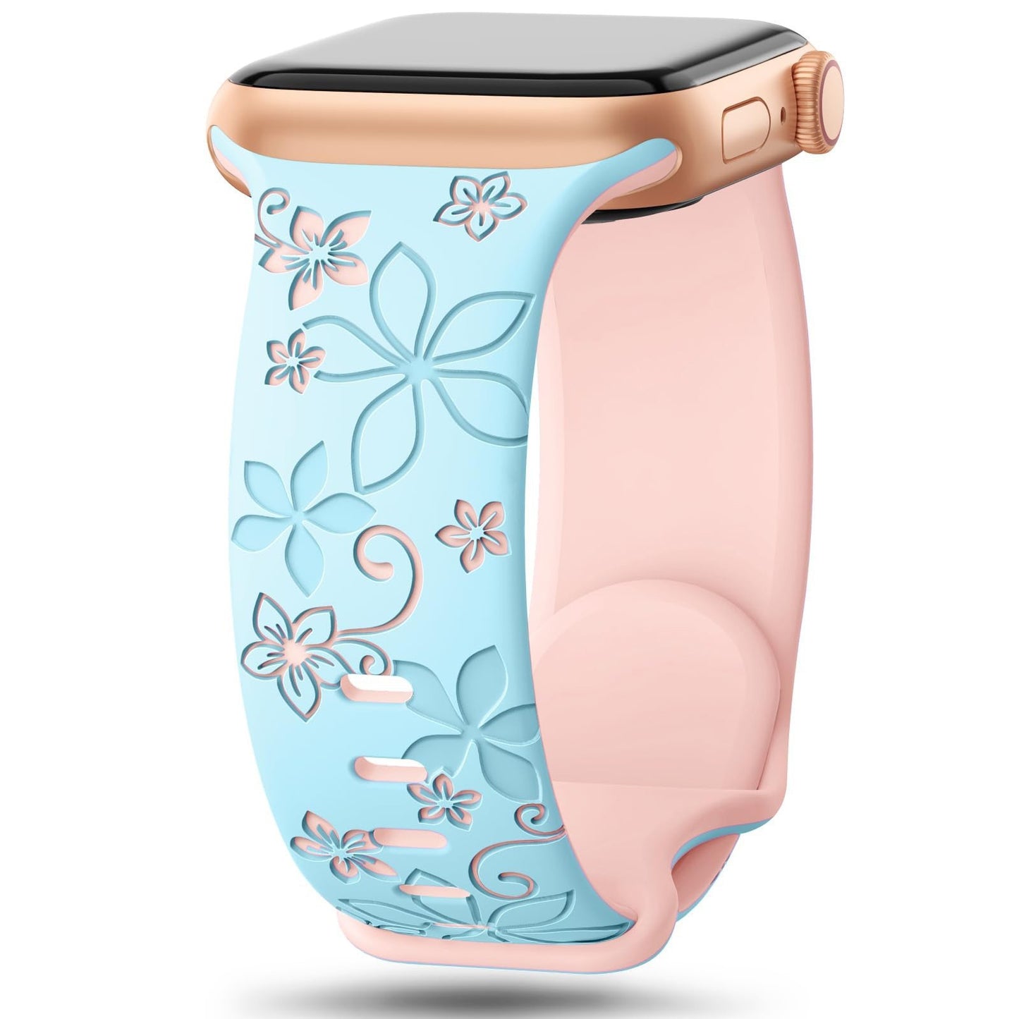 Two-Tone Silicone Watch Band Durable & Comfortable Strap (Bauhinia Design)