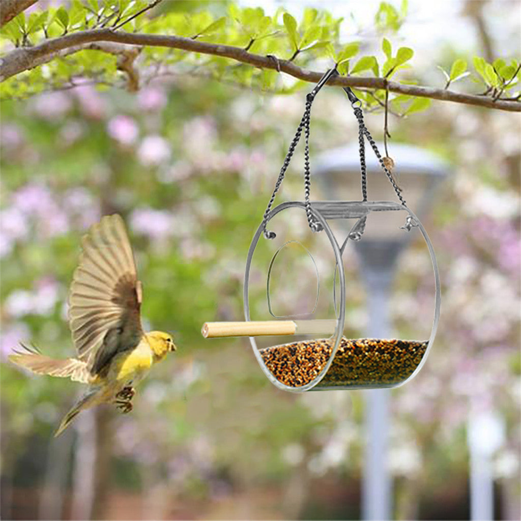 Acrylic Bird Food Box Durable Hanging Feeder for Parrots, Budgies & Small Birds