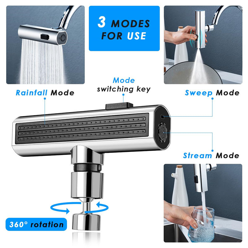 Kitchen Faucet Waterfall Outlet | Rotating Splash-Proof Bubbler & Multifunctional Nozzle