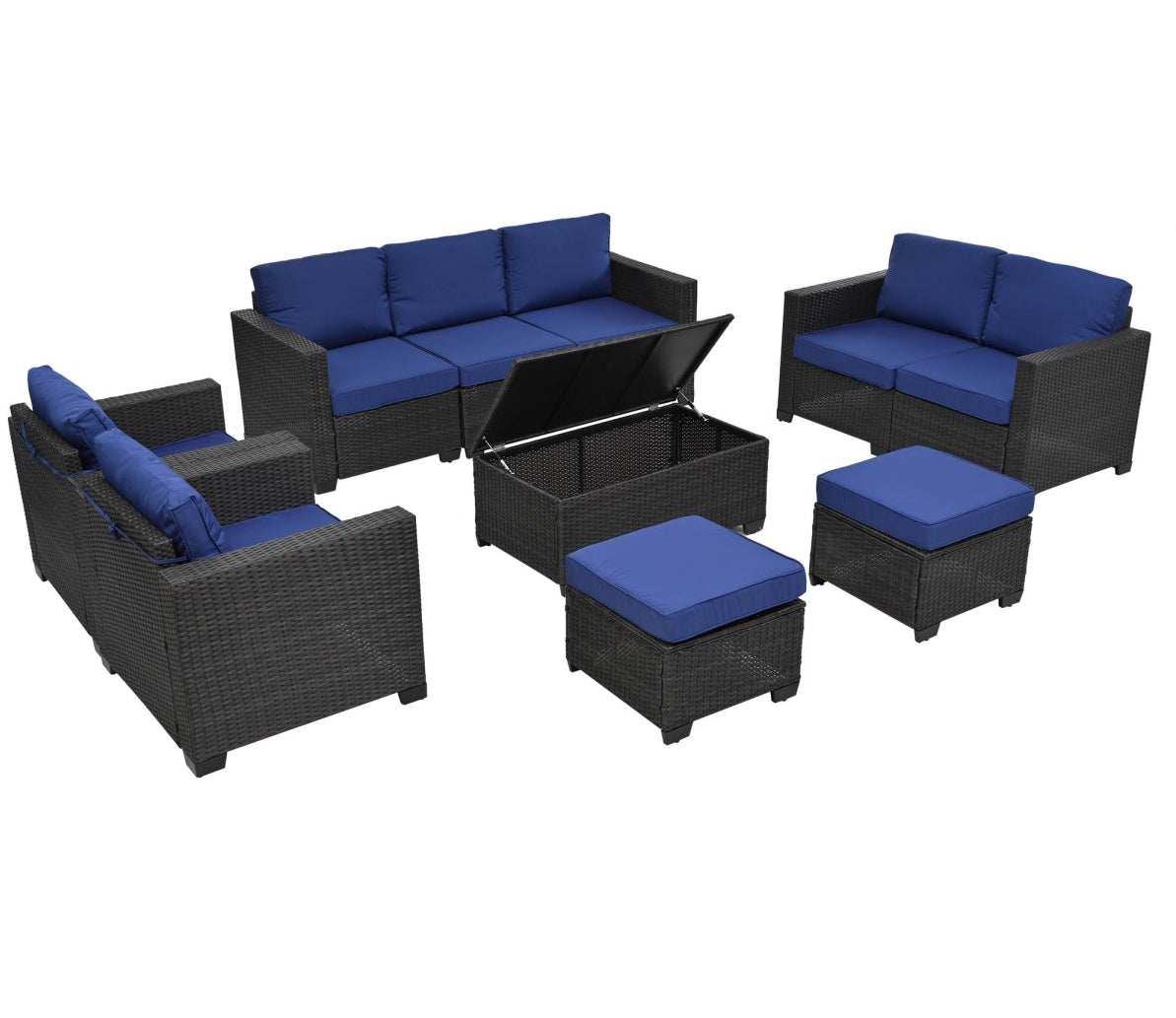 10-Piece Patio Furniture Set with Cushions – Outdoor Sectional Sofa & Table