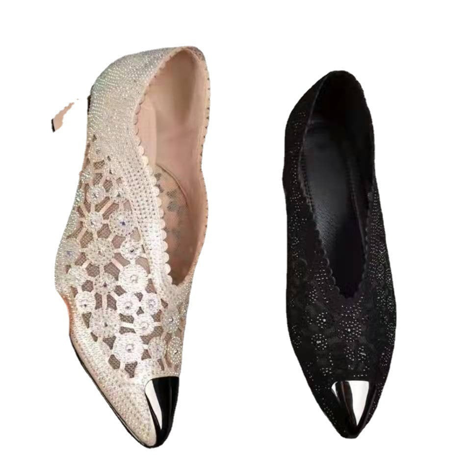 Elegant Plus Size Rhinestone Chunky Heel Shoes for Women