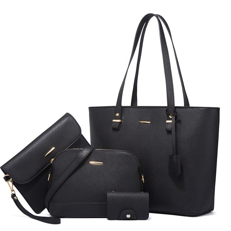 Trendy Women’s Retro Celebrity One-Shoulder Handbag High Capacity Fashion Crossbody Four-Piece Mother Bag Set
