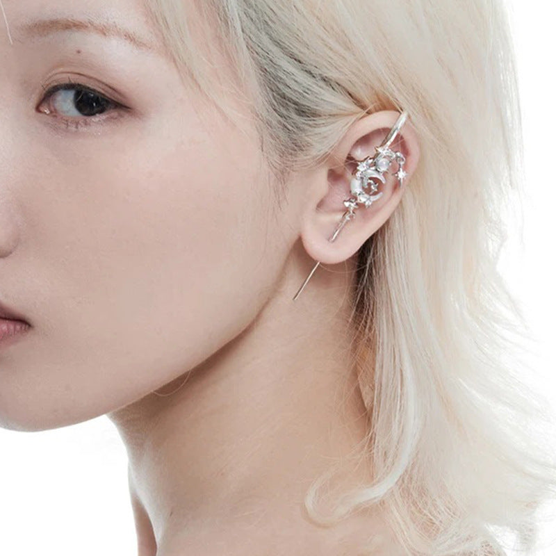 Creative Star & Moon Diamond Geometric Fashion Stud Earrings