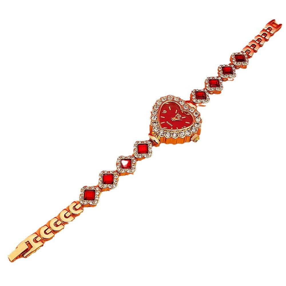 Women’s Heart Bracelet Watch Set Diamond Quartz