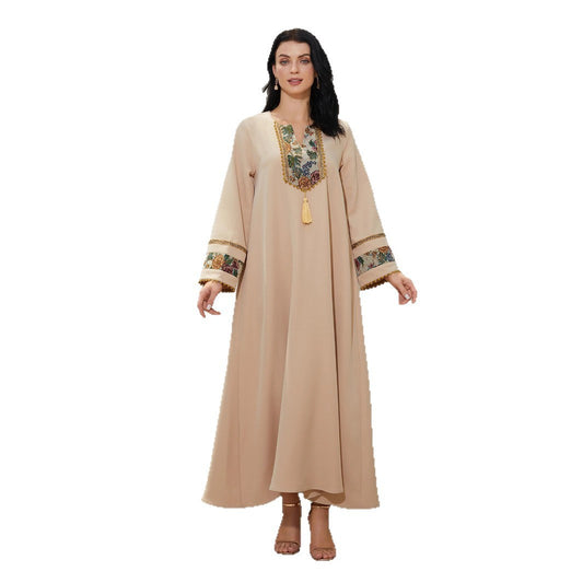 Robe Abaya style ethnique patchwork pour femme