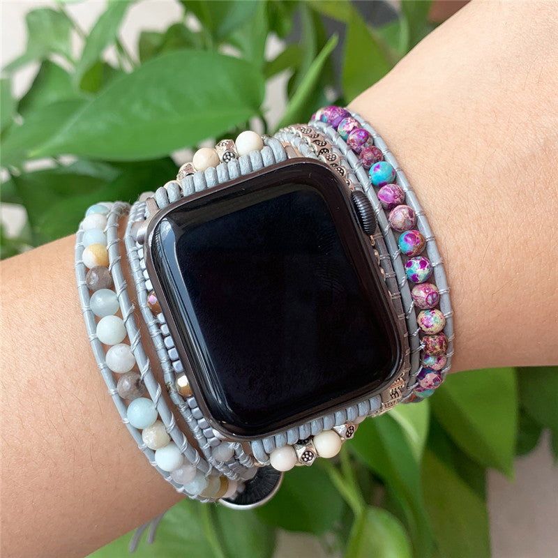 Handmade Multi-Layer Bracelet with Natural Stone Beads Boho Jewelry