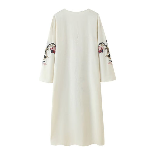 Women's Floral Embroidery Dress  Elegant Summer Wear