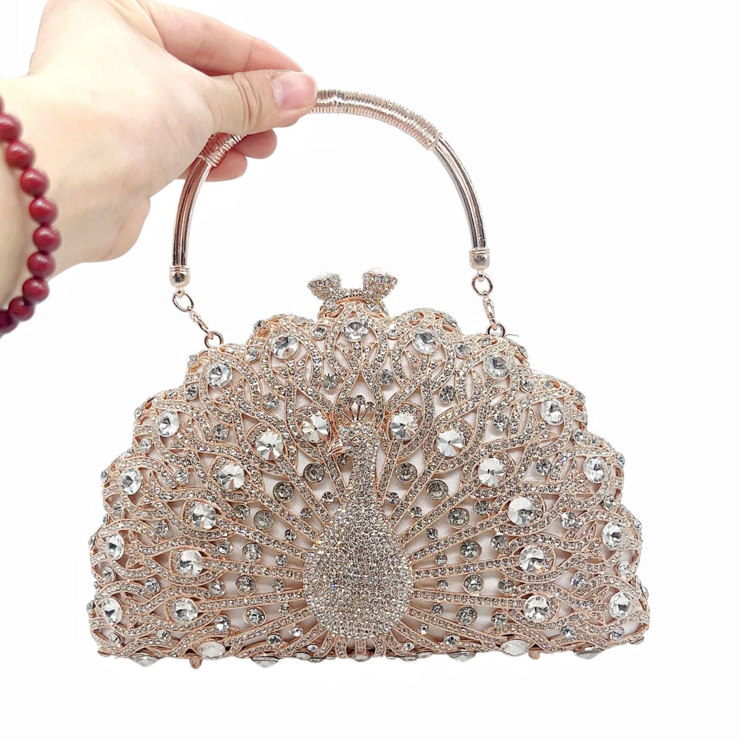 Large Peacock Diamond Banquet Handbag Luxury Crossbody & Evening Bag