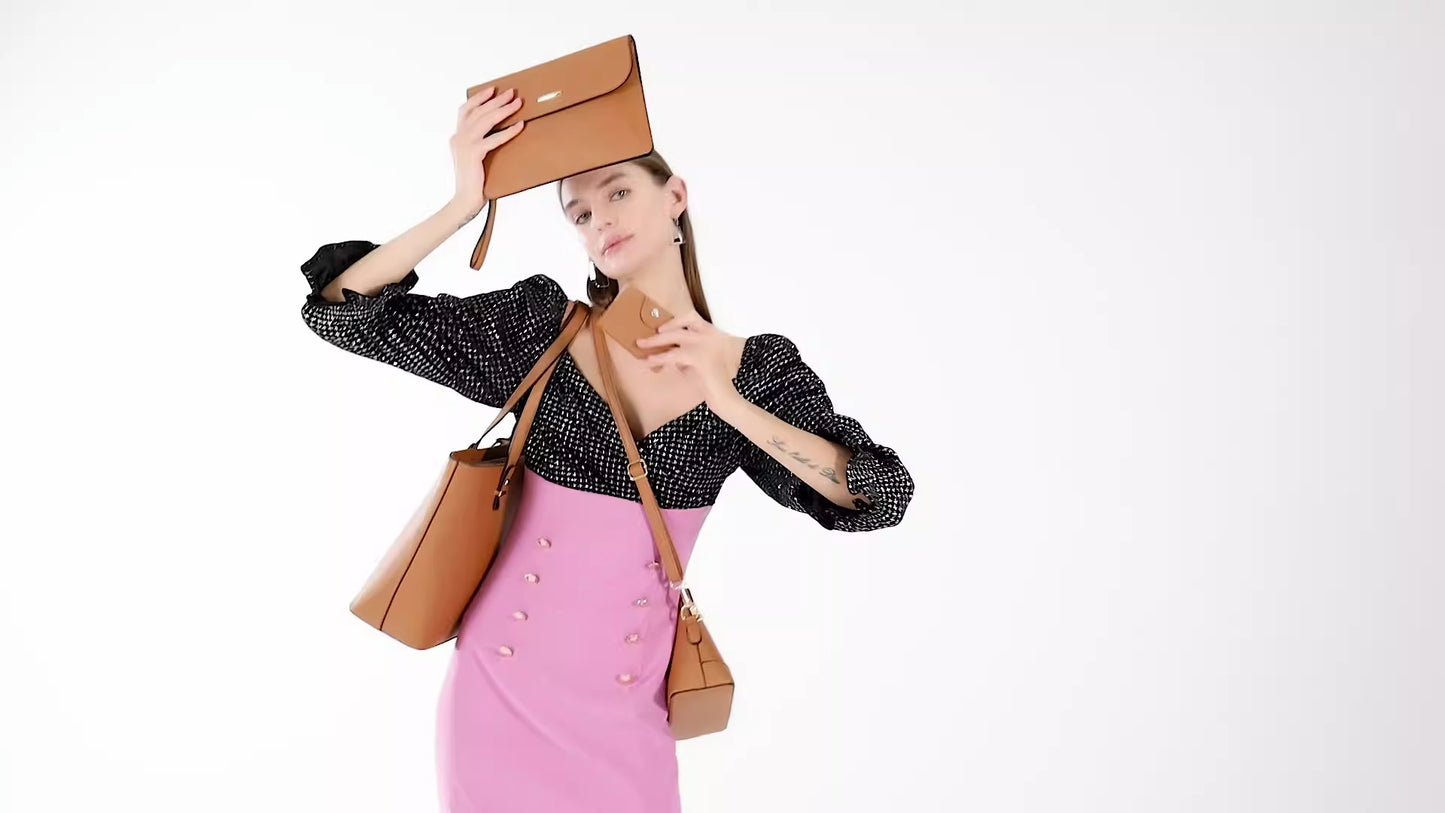 Trendy Women’s Retro Celebrity One-Shoulder Handbag High Capacity Fashion Crossbody Four-Piece Mother Bag Set