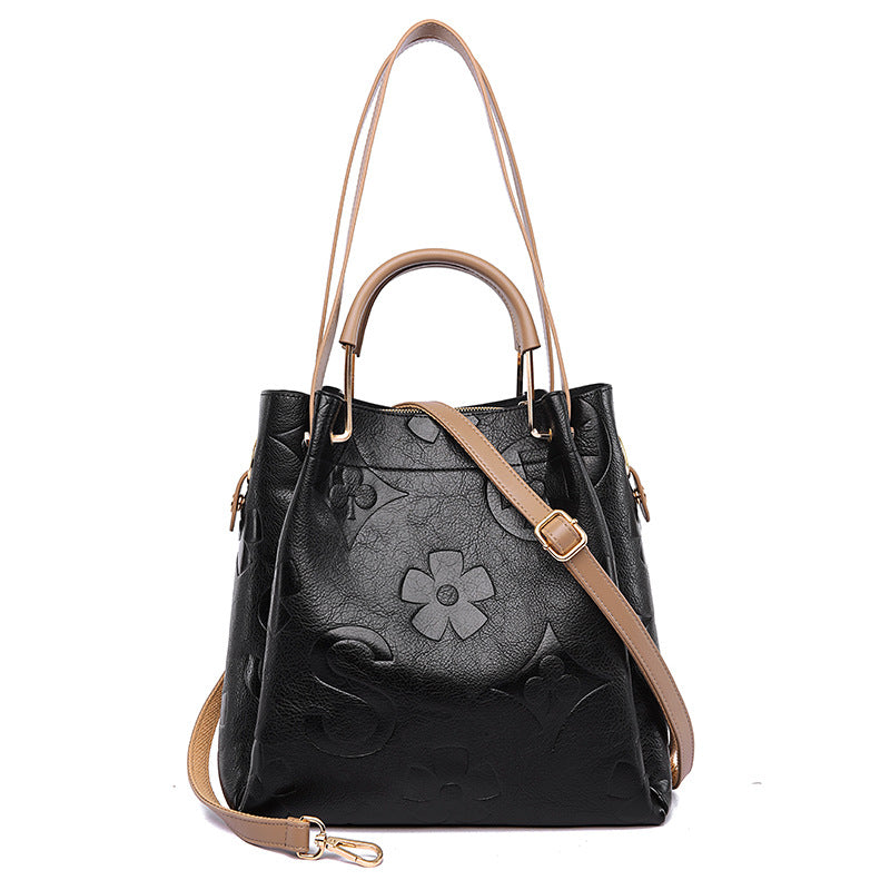 Women's Fashion Embossed Tote Bag Large Capacity Maternity & Bucket Style Handbag
