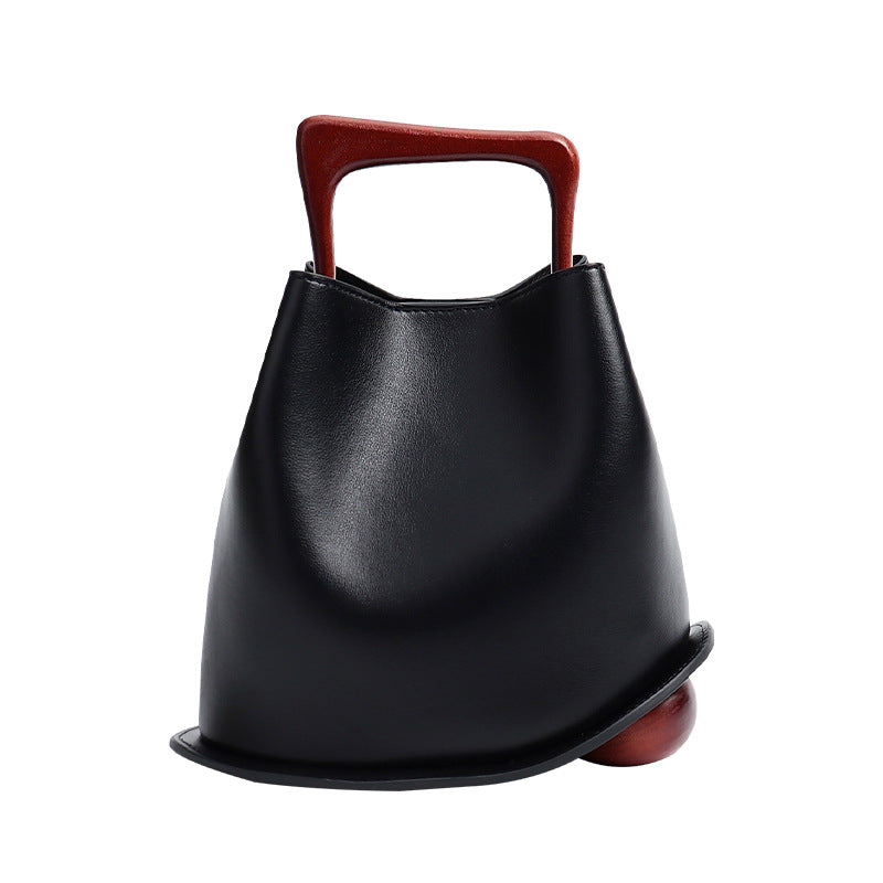 Handmade Wooden Bucket Bag Stylish Women's Crossbody & Commuting Tote
