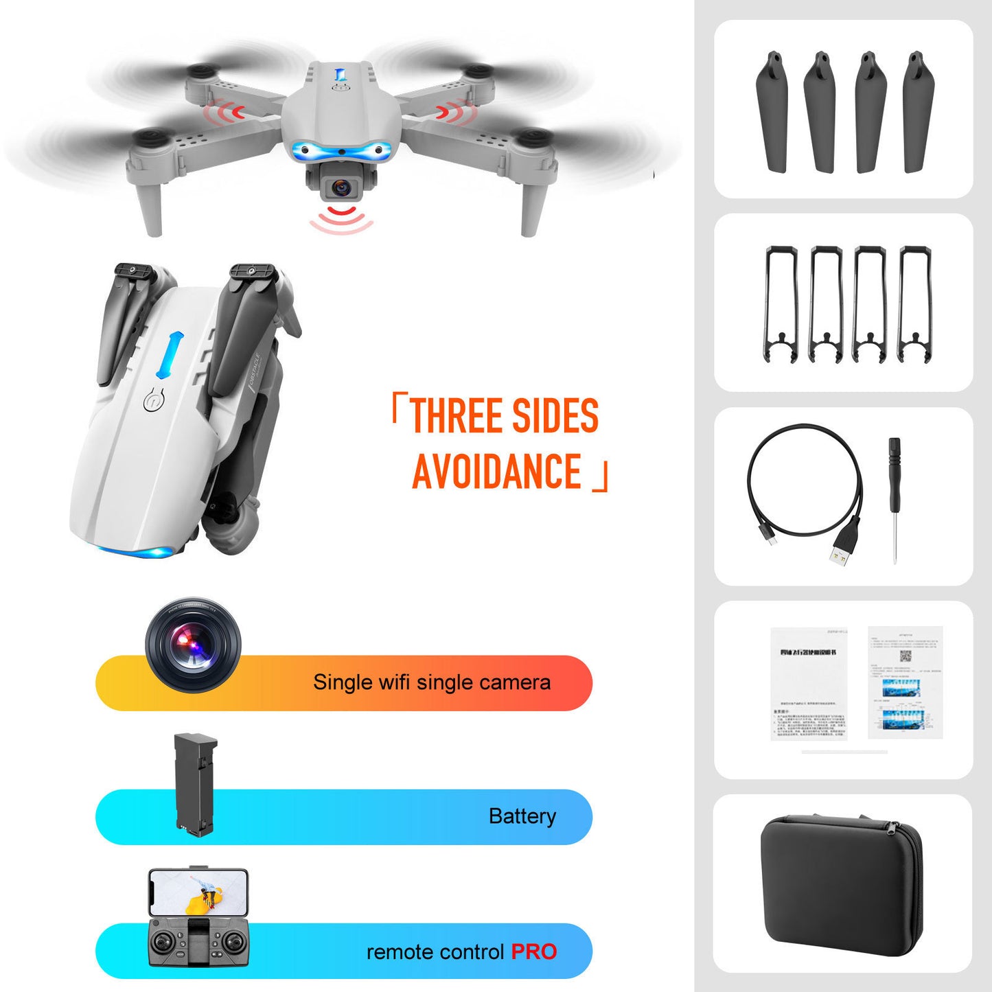 4K Dual Camera Drone | Remote Control with 3-Sided Obstacle Avoidance