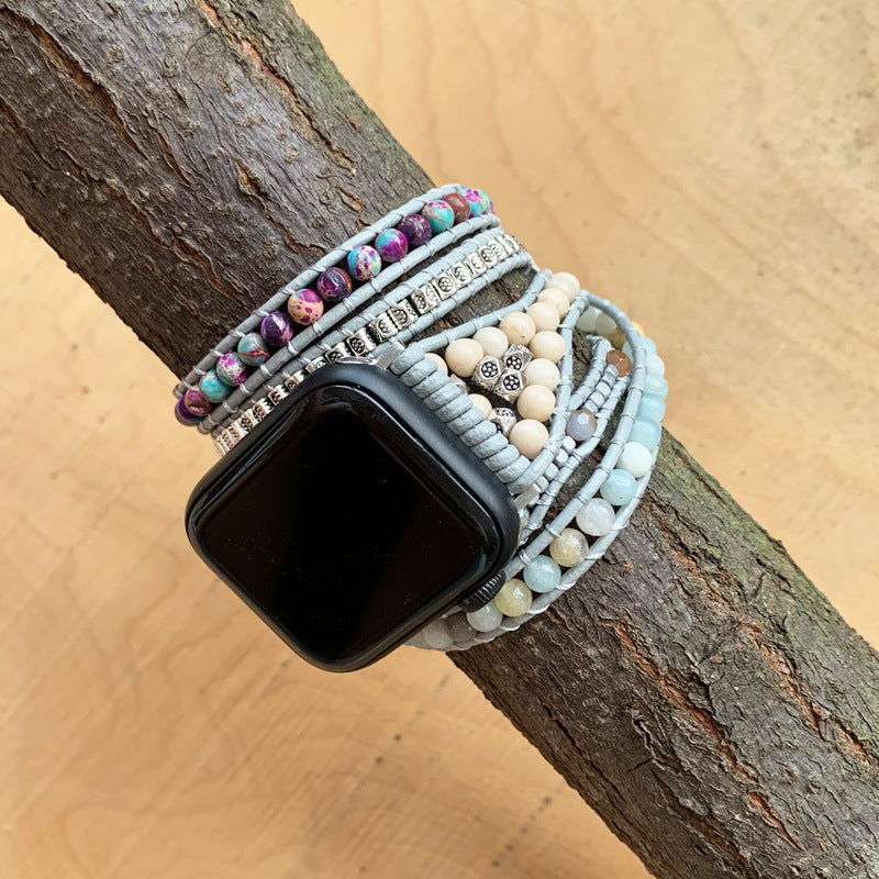 Handmade Multi-Layer Bracelet with Natural Stone Beads Boho Jewelry