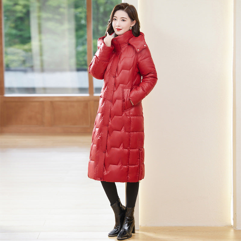 Women's Long Down Cotton-Padded Winter Coat Below Knee Warmth & Style , Jackets