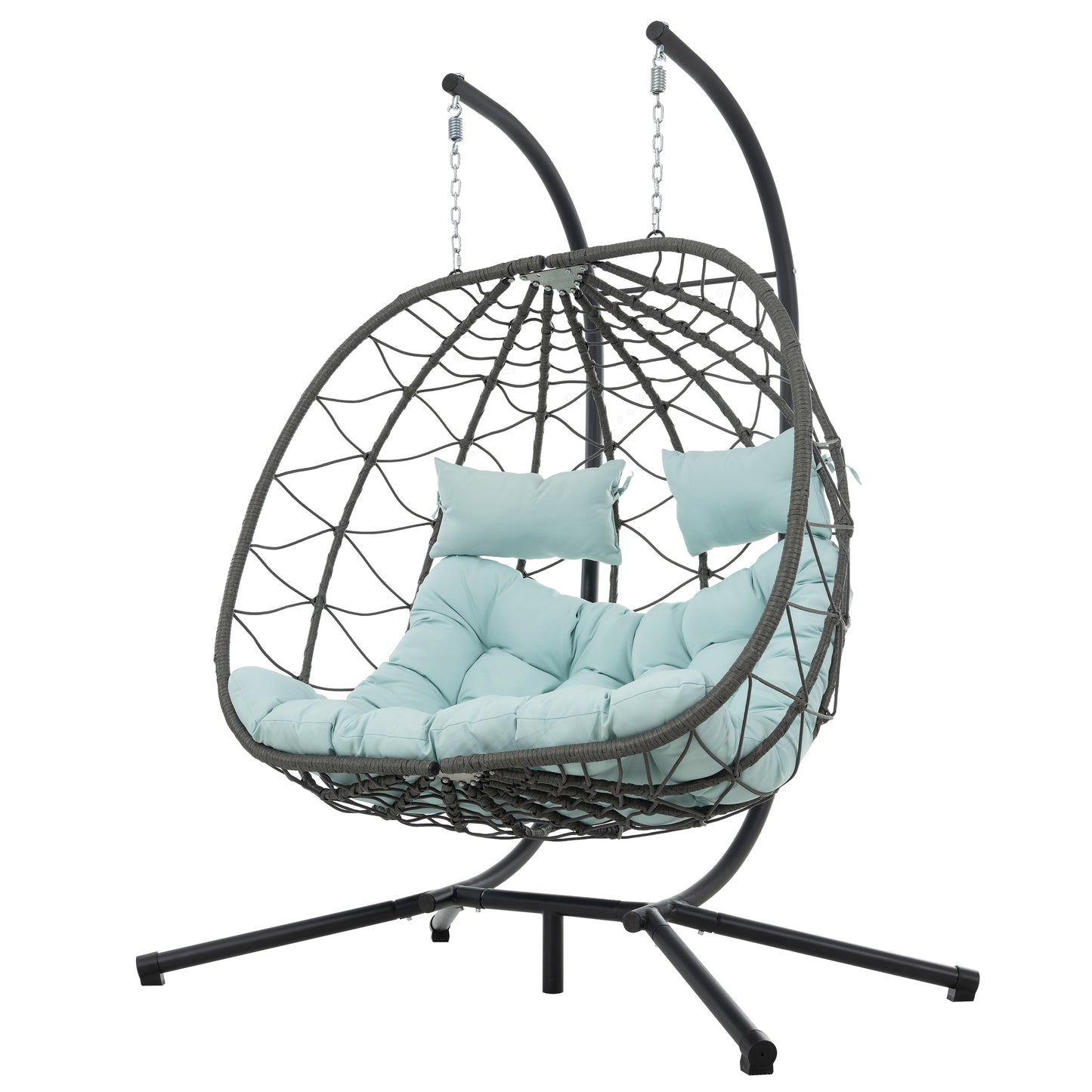 Two-Person Hanging Egg Chair with Stand – Indoor & Outdoor Swing Seat