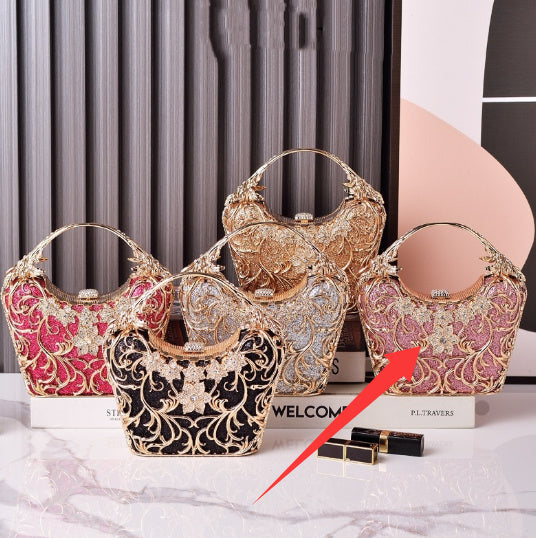 Pochette de soirée élégante pour femme – Design creux, paillettes brillantes