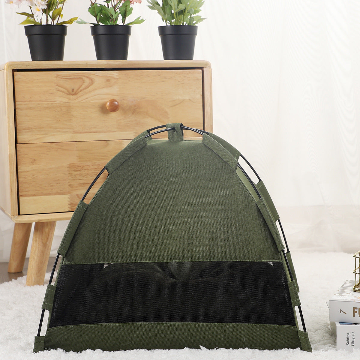 Cat Tent Cooling Mat & Doghouse Bed with Cushion – Indoor Pet Sofa Kennel