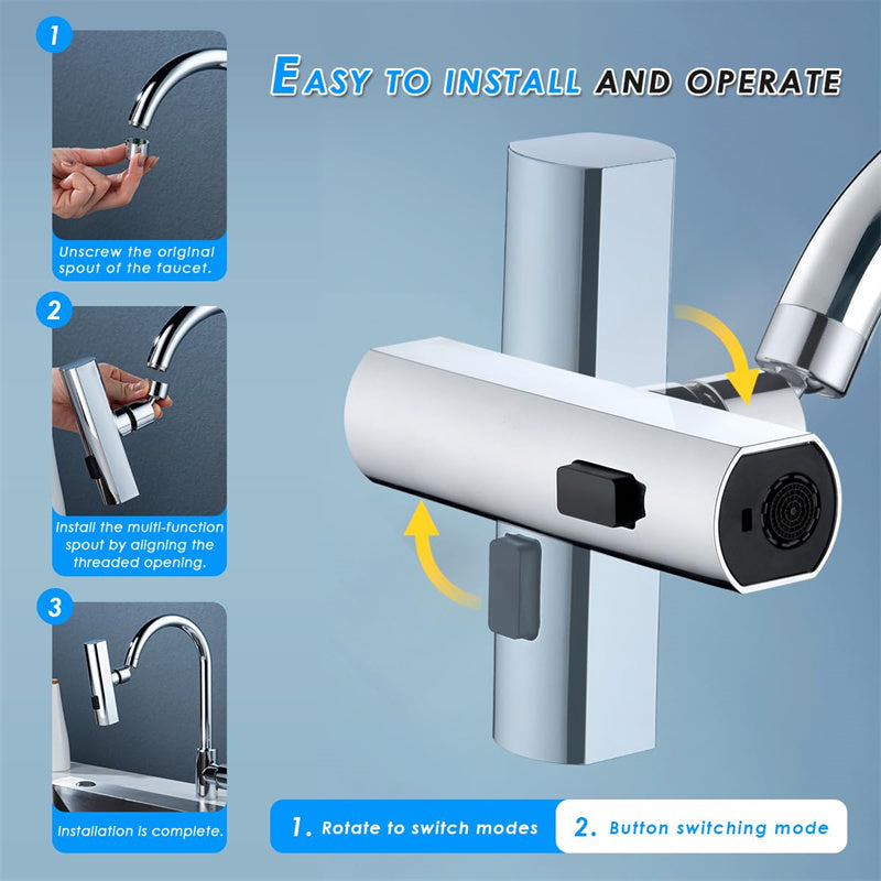 Kitchen Faucet Waterfall Outlet | Rotating Splash-Proof Bubbler & Multifunctional Nozzle