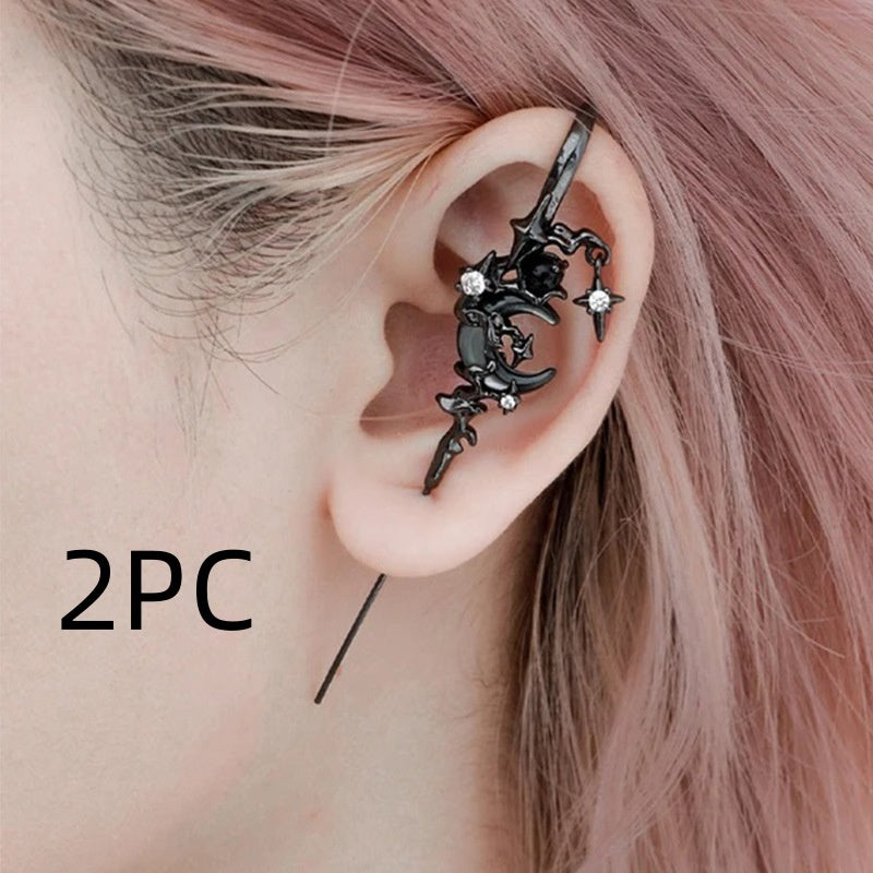 Creative Star & Moon Diamond Geometric Fashion Stud Earrings