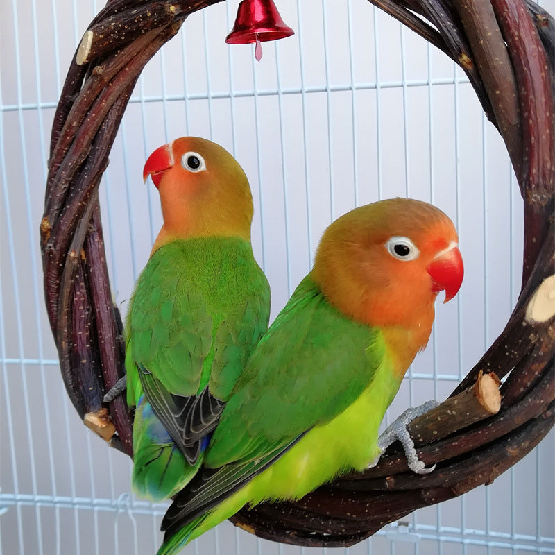 Bird Chewing Toy Rattan Ring Standing Frame for Bird Cage